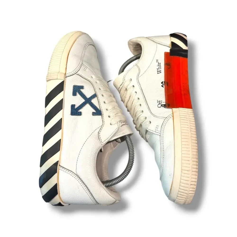 Off-White Low Vulcanized Leather Sneakers ‘White Blue’ | Size 42(9US)